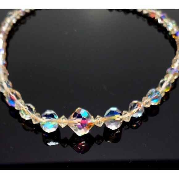 Sparkling MCM Aurora Borealis Faceted Glass Beads 15-16" Vintage Stunning VGC! - Picture 4 of 9